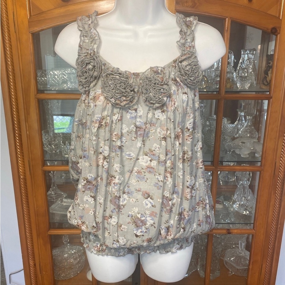 Vintage Mine Floral Embellished Top NWT size L
